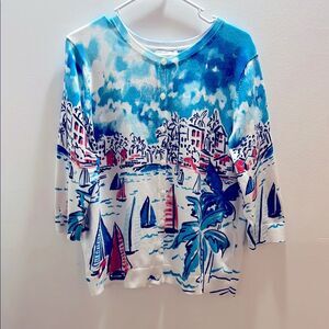 cj banks Size X (14W) 3/4 Sleeve Nautical Coastal Women’s Cardigan